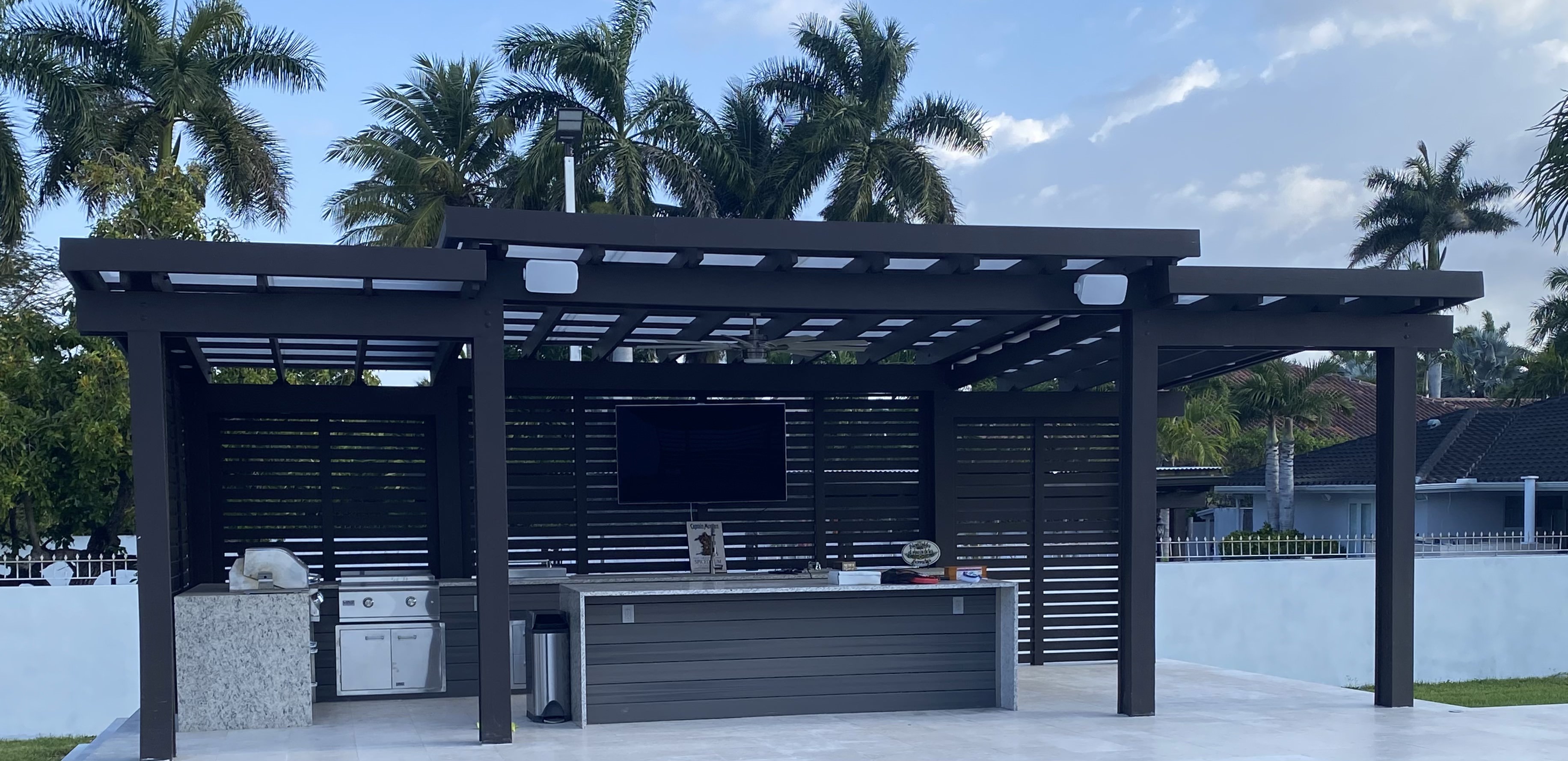 Pergola example with TV